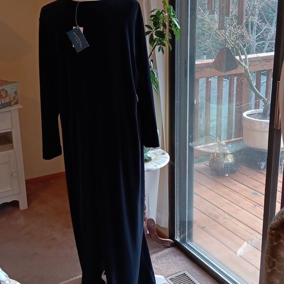 Charter Club Velvet Embroidered Evening  Dress. Velvet. Maxi. Black Tie - Picture 7 of 13